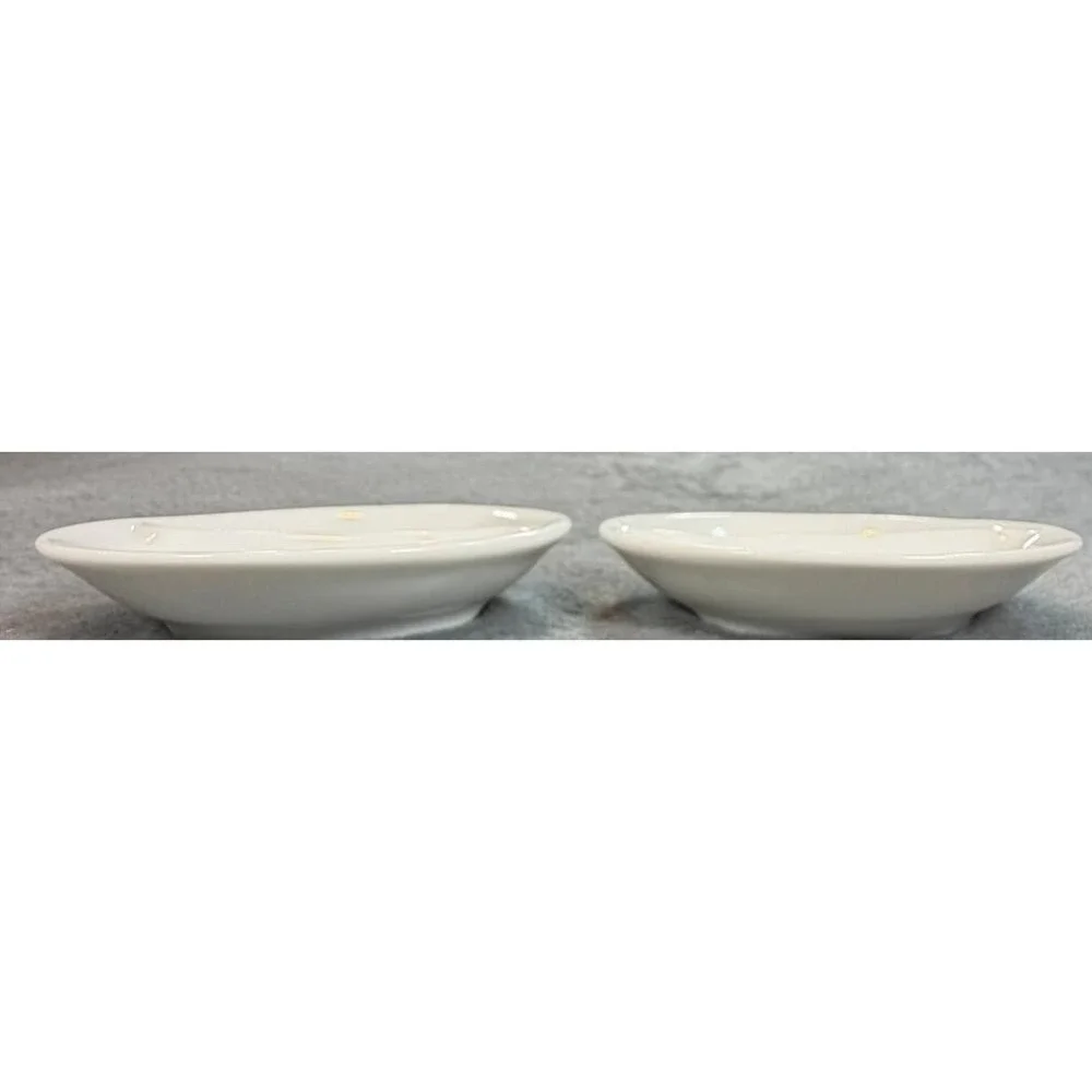 BIA Cordon Bleu White Porcelain Divided Dipping Bowls Set of 2 S-Curve Dishes